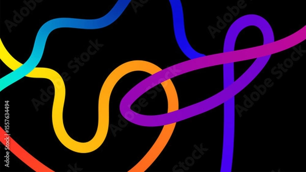 Fototapeta Set of vector graphic elements. Abstract shapes with smooth wavy lines, bright colors and gradient transitions.