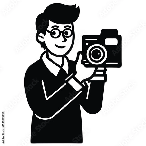 Fototapeta content creator with camera silhouette