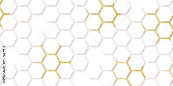 Obraz Abstract seamless honeycomb hexagon background. Geometric texture white gray pattern design.
