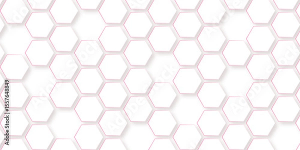 Obraz Abstract seamless honeycomb hexagon background. Geometric texture white gray pattern design.
