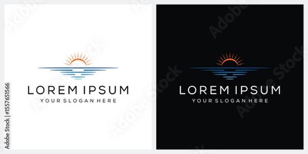 Obraz ocean wave lake and sunlight logo design graphic vector