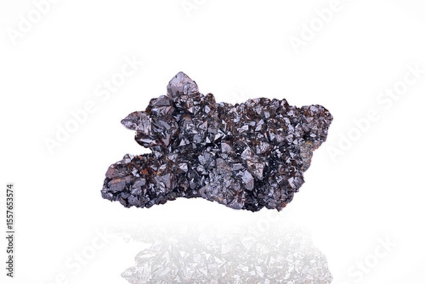 Obraz Descloizite brown crystals. Specimen from Berg Aukas, Namibia.  photography isolated on white blackground. macro detail background. close-up mineral crystal unpolished semi-precious gemstone.