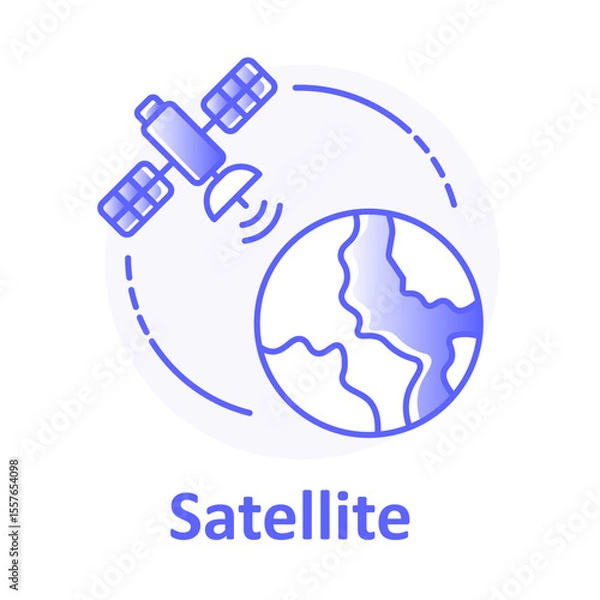 Fototapeta Satellite, GPS Signal, Space Communication, Earth Orbit, Global Network, Satellite Icon, Transmission Signal, Satellite Map, Earth Tracking, Signal Locator Vector