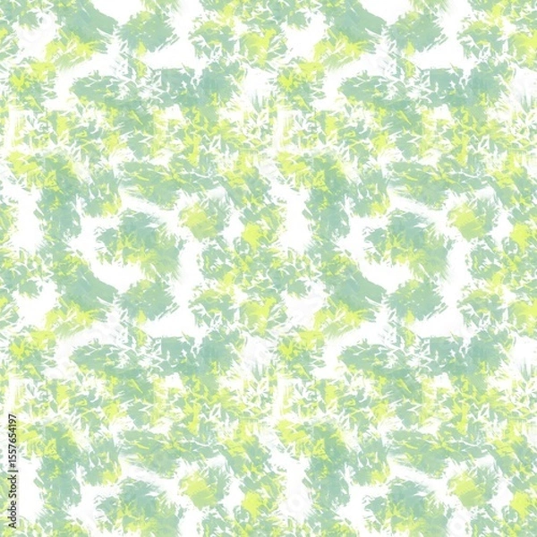 Fototapeta Seamless abstract pattern. Simple background with green, yellow, white texture. Digital brush strokes. Design for textile fabrics, wrapping paper, background, wallpaper, cover.