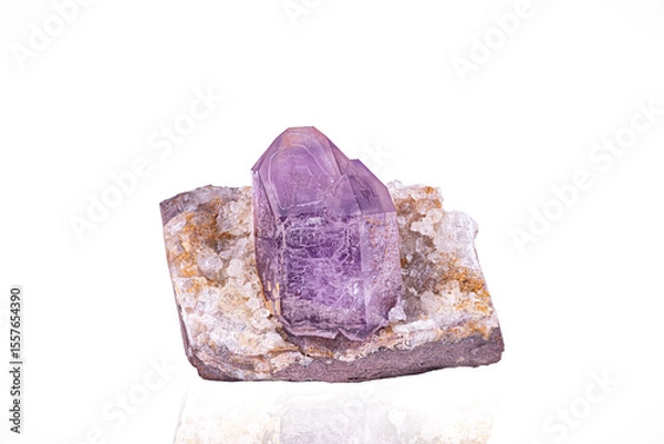 Obraz Amethyst crystal. Specimen from Erongo, Namibia. photography isolated on white blackground. macro detail background. close-up mineral crystal unpolished semi-precious gemstone.
