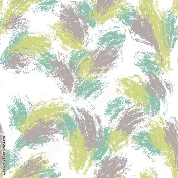 Fototapeta Seamless abstract geometric pattern. Background in grey, green, lime, white. Illustration. Lines, stains. Design for textile fabrics, wrapping paper, background, wallpaper, cover.