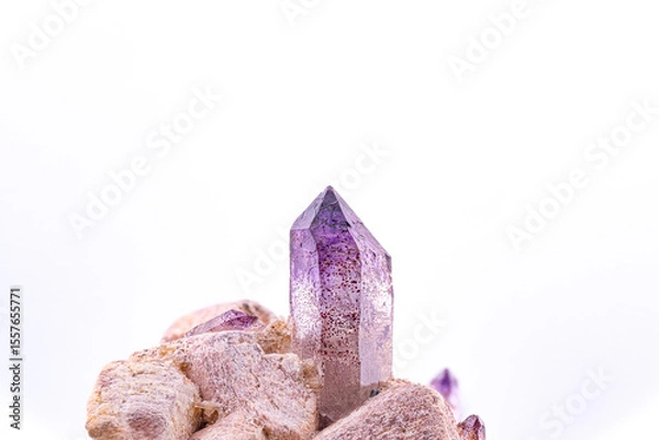Fototapeta Amethyst crystal. Specimen from Erongo, Namibia. macro photography detail texture background. close-up mineral crystal unpolished semi-precious gemstone
