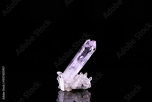 Fototapeta Amethyst crystal. Specimen from Erongo, Namibia. photography isolated on black background. macro detail close-up mineral crystal unpolished semi-precious gemstone.
