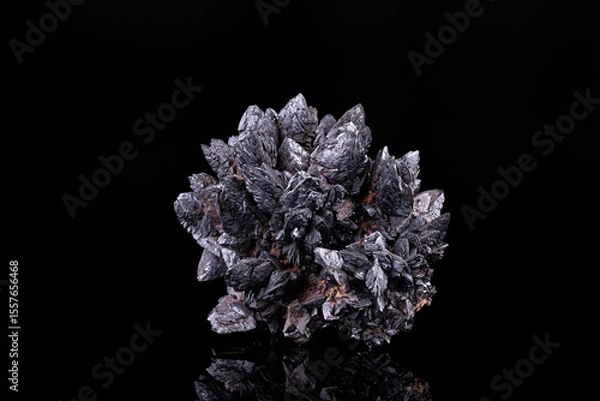 Fototapeta Descloizite. Specimen from Berg Aukas, Namibia. photography isolated on black background. macro detail close-up mineral crystal unpolished semi-precious gemstone.
