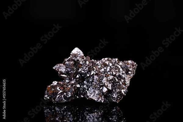 Obraz Descloizite brown crystals. Specimen from Berg Aukas, Namibia.  photography isolated on black background. macro detail close-up mineral crystal unpolished semi-precious gemstone.

