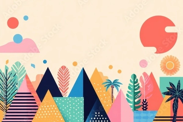 Fototapeta Colorful abstract of trees and various other objects