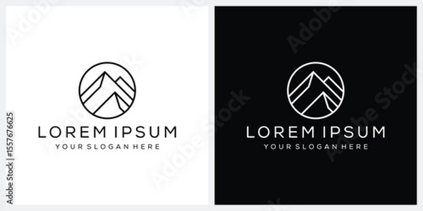 Obraz simple mountain logo design, line art graphic icon concept