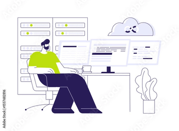 Obraz DevOps cloud engineer abstract concept vector illustration.