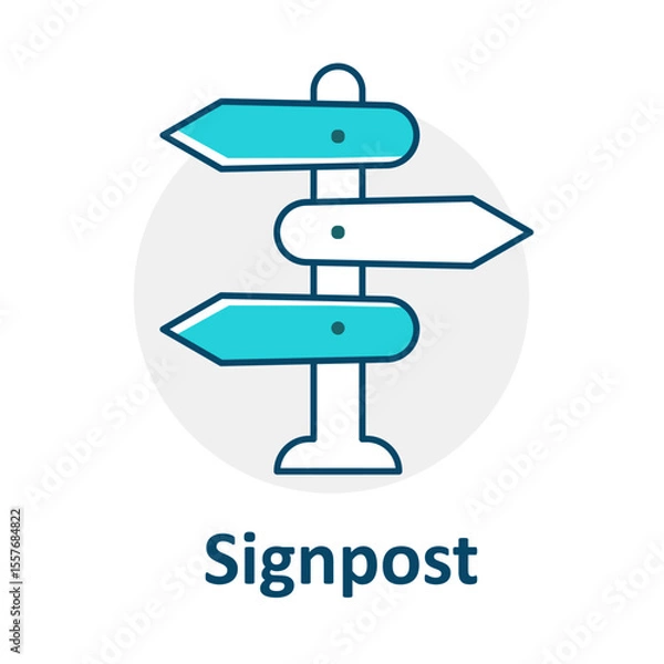 Fototapeta Road Signpost Vector, Travel Direction Pointer, Navigation Signboard, Location Indicator Sign, Wayfinder Icon, Pathway Marker