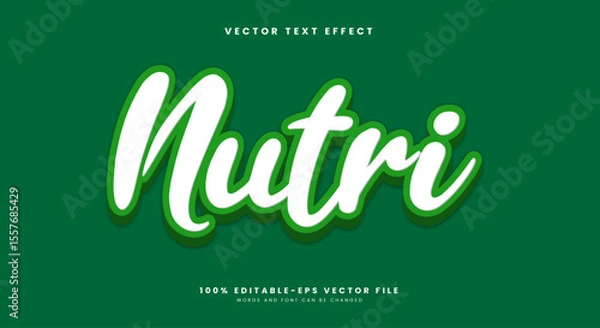 Fototapeta Nutri Green 3d editable text effect Template Suitable for organic badge and farm theme