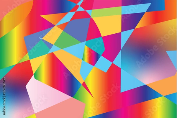 Obraz A Vibrant Kaleidoscope of Geometric Shapes An Abstract Composition with a Dynamic Interplay of Colors and Angular Forms Creates Visual Interest