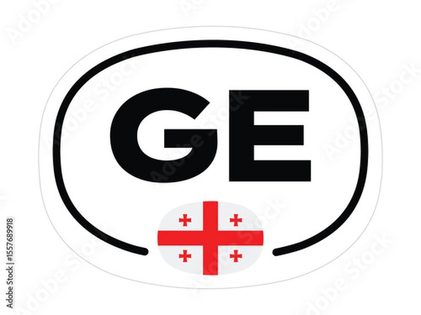 Fototapeta Georgia Country Code Sticker – Oval GE with Five-Cross National Flag – High Quality Vectorial Stock Image