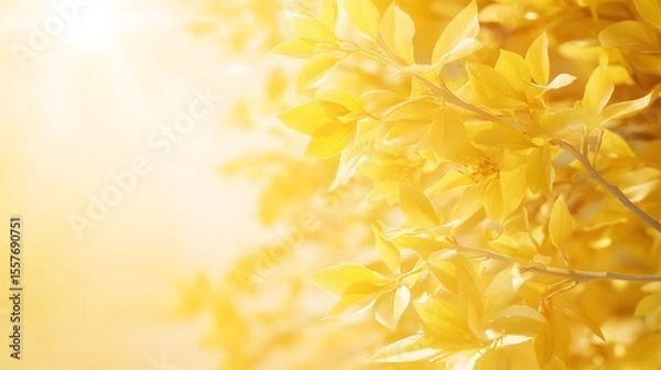 Obraz Golden Autumn Leaves Sunlight Background Image