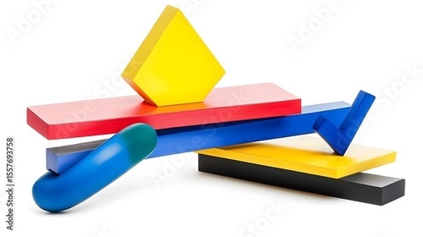 Obraz Abstract Colorful Geometric Shapes Blocks Composition Still Life