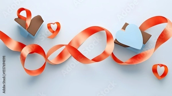 Obraz Abstract Valentine's Day Gift Boxes with Coral Ribbon