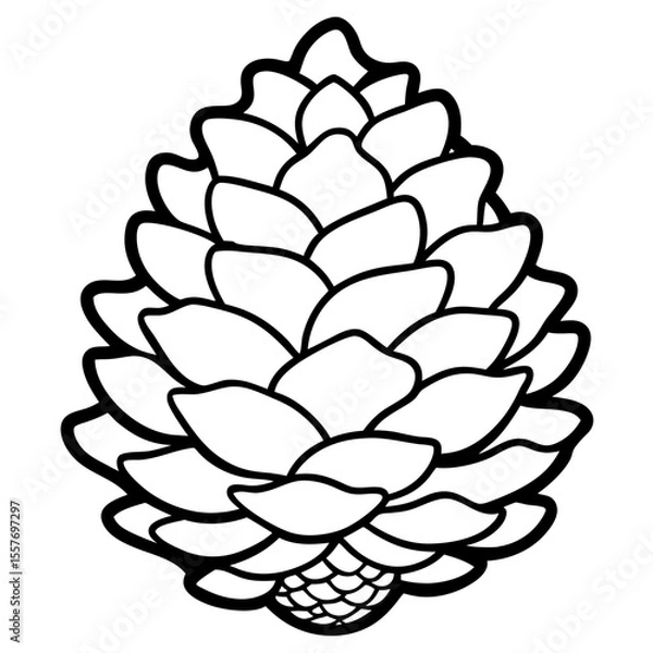 Obraz Botanical Pine Cone Line Drawing Vector