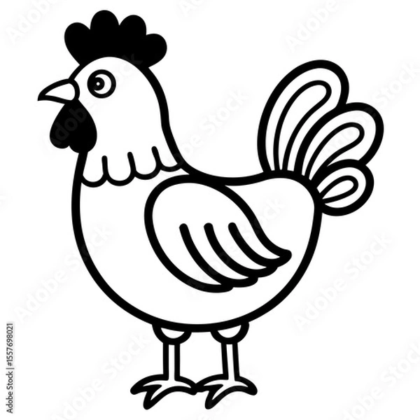 Fototapeta hicken---oval-body---comb-and-wings---feet-