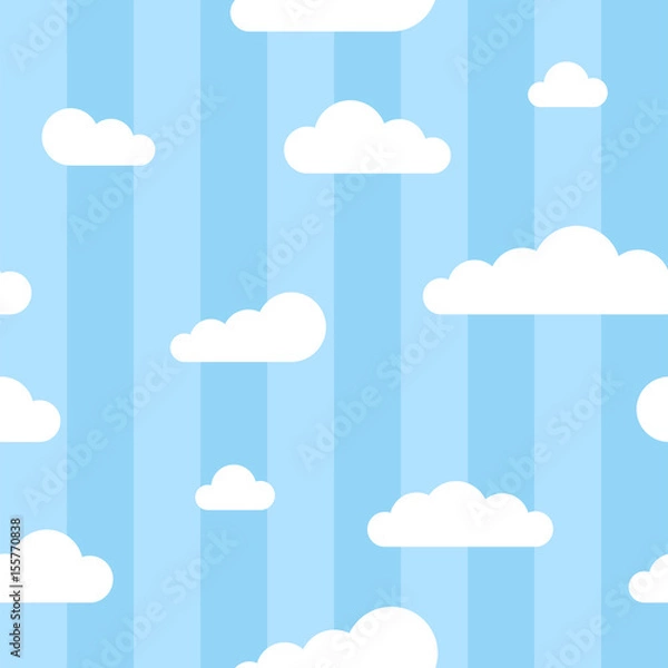 Obraz Seamless square pattern with clouds and lines