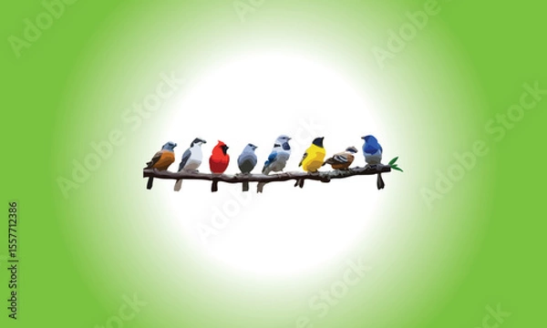 Fototapeta Vector eight bird design fully editable high quality