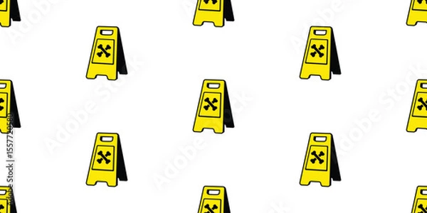Obraz dog bone seamless pattern warning slippery floor sign vector puppy pet cartoon tile background gift wrapping paper repeat wallpaper doodle illustration isolated design