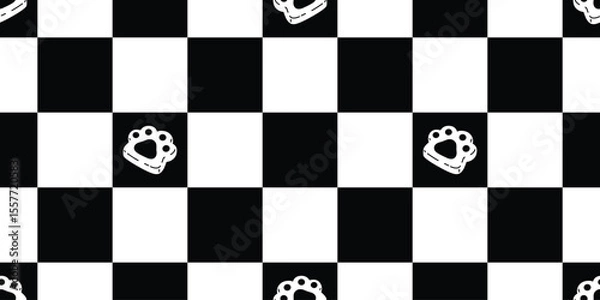 Obraz dog paw seamless pattern biscuit cat footprint cracker checked pet bakery vector puppy kitten cartoon doodle wallpaper gift wrapping paper tile background repeat scarf isolated illustration design