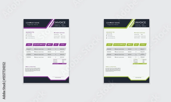 Obraz Clean minimal invoice template layout design for print