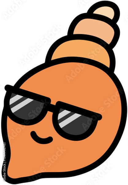 Obraz  바다에 사는 해양생물 캐릭터 선글라스를 쓴 소라 일러스트