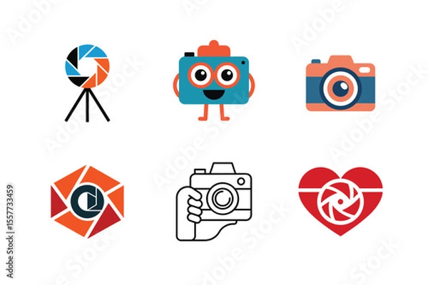 Obraz Creative Photography Icons and Camera Logo Collection