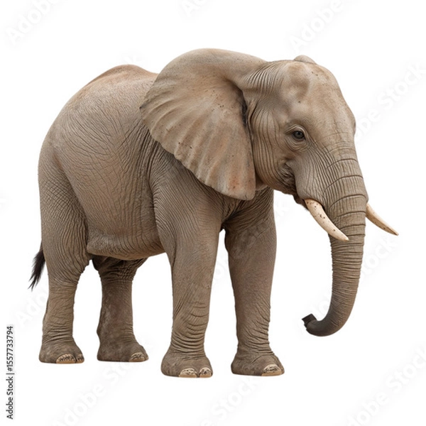 Obraz Majestic African elephant with large ears and tusks isolated on a transparent background