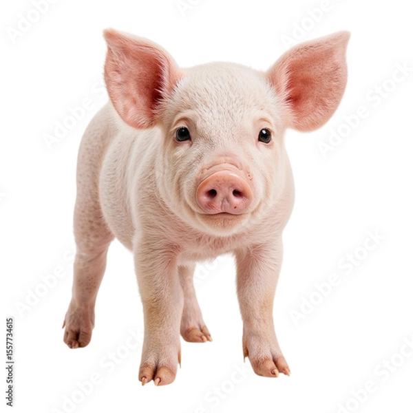 Obraz Pink piglet standing facing forward isolated on a transparent background animal farm animal