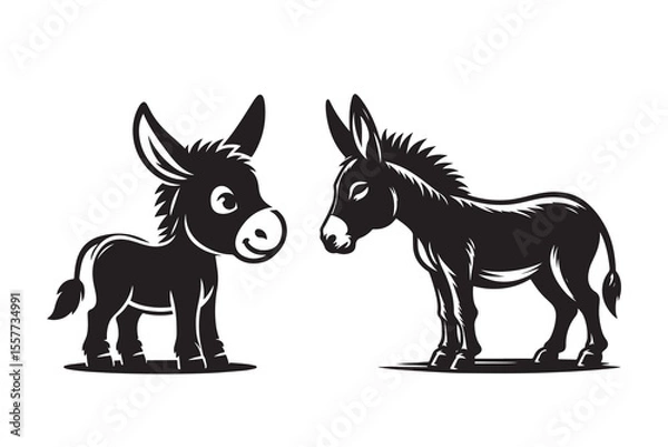 Obraz A Cartoon Style Donkey Silhouette vector