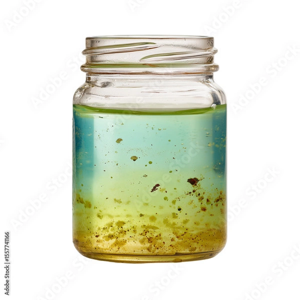 Obraz Natural water sample in glass jar showing slight turbidity isolated on transparent background (3)
