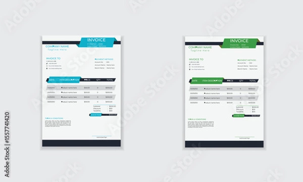 Obraz Clean minimal simple invoice template layout design for print