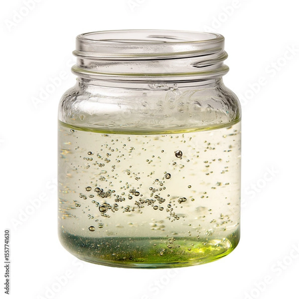 Obraz Natural water sample in glass jar showing slight turbidity isolated on transparent background
