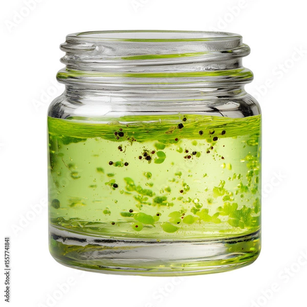 Obraz Natural water sample in glass jar showing slight turbidity isolated on transparent background (2)