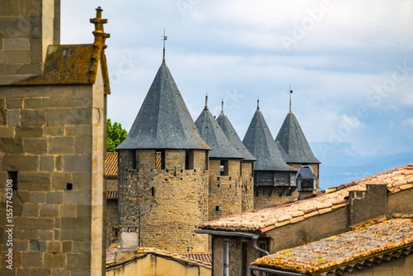 Fototapeta Count’s Castle Viewed from the Ramparts of the Cité de Carcassonne