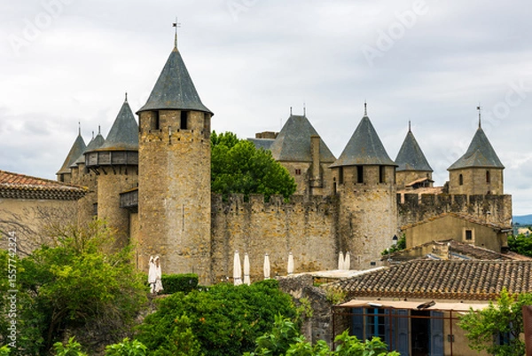 Fototapeta Count’s Castle Viewed from the Ramparts of the Cité de Carcassonne