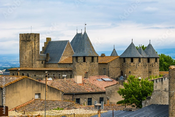 Fototapeta Count’s Castle Viewed from the Ramparts of the Cité de Carcassonne