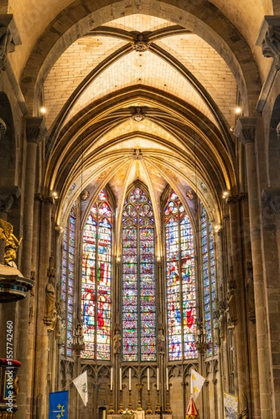 Fototapeta Stained Glass of the Apse from Inside the Basilica of Saint-Nazaire in Carcassonne