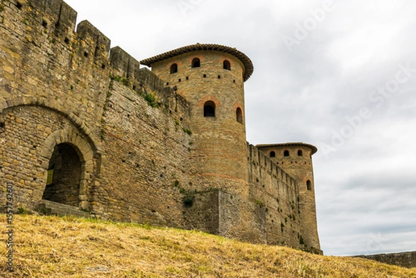 Fototapeta Gallo-Roman Towers of the Inner Wall of the Cité de Carcassonne with Their Distinctive Horseshoe Shape