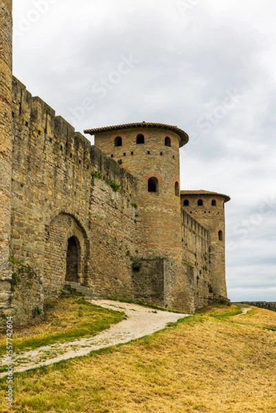 Fototapeta Gallo-Roman Towers of the Inner Wall of the Cité de Carcassonne with Their Distinctive Horseshoe Shape
