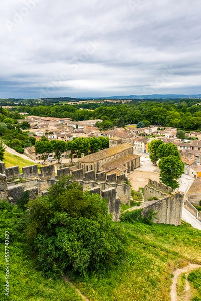 Fototapeta District at the Foot of the Aude Gate of the Cité de Carcassonne around the Church of Saint-Gimer by Viollet-le-Duc