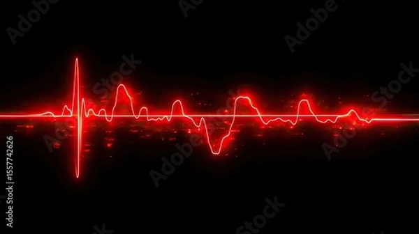 Fototapeta Vivid red graphical representation of a heartbeat.