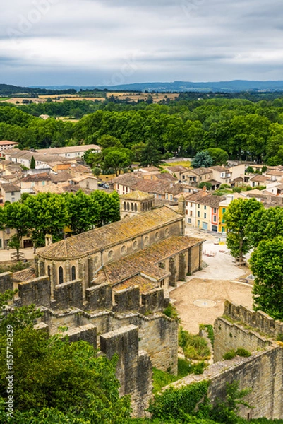 Fototapeta District at the Foot of the Aude Gate of the Cité de Carcassonne around the Church of Saint-Gimer by Viollet-le-Duc