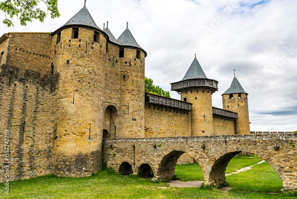 Fototapeta Entrance of the Count’s Castle within the Cité de Carcassonne